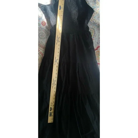 Universal Thread Smocked Linen cotton blend Midi Sundress Black size small - Picture 10 of 13